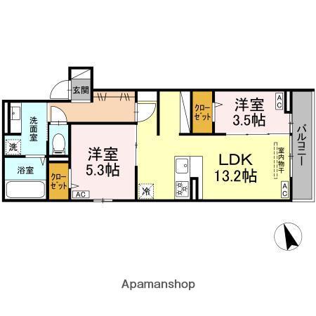 D-PRECIOUS武蔵野(2LDK/2階)の間取り写真