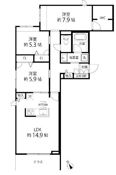 TS GARDEN荻窪(3LDK/3階)の間取り写真