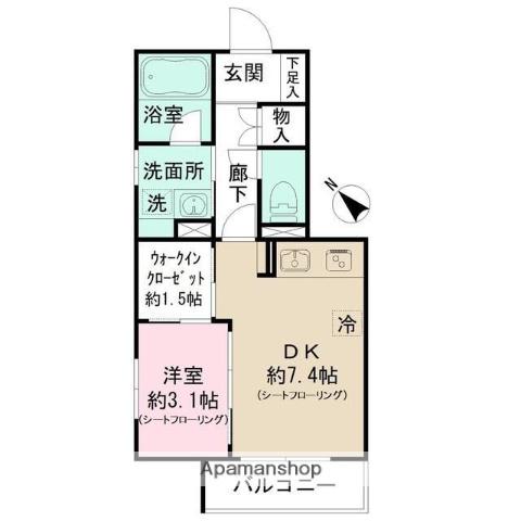 ウィステリア高井戸(1LDK/1階)の間取り写真