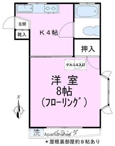 ハイツ荻窪(1K/2階)の間取り写真