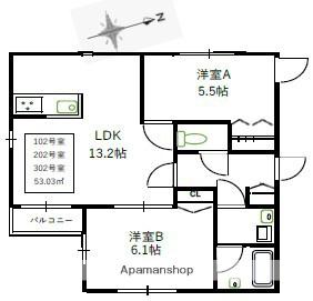 新川レジデンス(2LDK/2階)の間取り写真