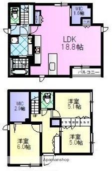 西武鉄道新宿線 上井草駅 徒歩10分 2階建 築2年(3LDK)の間取り写真