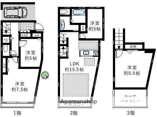 中央本線 西荻窪駅 徒歩7分 3階建 築26年(4LDK)の間取り写真