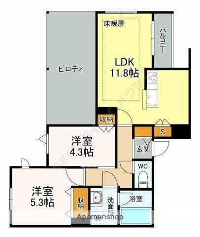 上石神井4丁目メゾン(2LDK/1階)の間取り写真