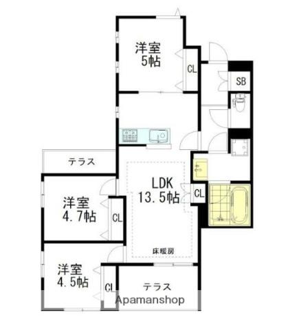 ENCANTO(3LDK/1階)の間取り写真