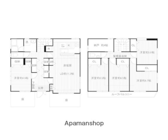 中央本線 三鷹駅 徒歩12分 2階建 築43年(5SLDK)の間取り写真
