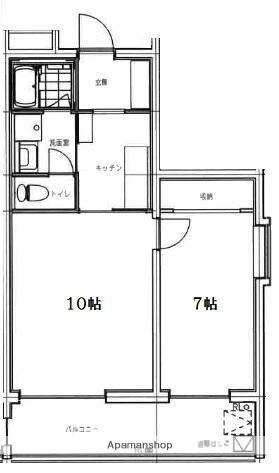 貸マンション 小金井市梶野町1丁目(1LDK/2階)の間取り写真