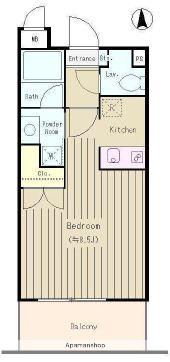 ソレアード武蔵野(1K/1階)の間取り写真
