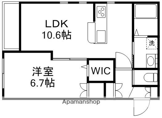 ウルー・ウール(1LDK/1階)の間取り写真