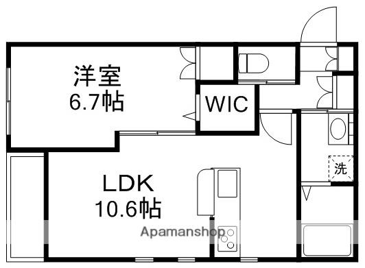 HEREUX HEURE(1LDK/1階)の間取り写真
