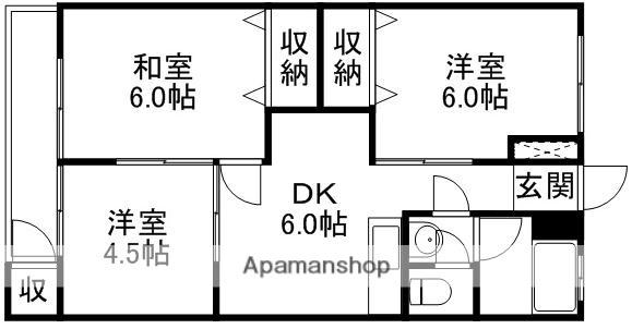 上水ハイツ(3DK/2階)の間取り写真