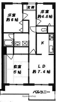 プレミール三鷹(3LDK/2階)の間取り写真