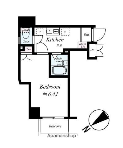 エクセリア早稲田Ⅰ(1K/1階)の間取り写真