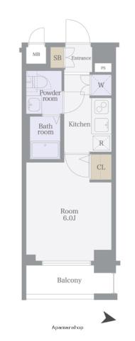 セルカディア石神井台(1K/1階)の間取り写真