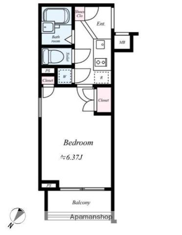ビバリーホームズ沼袋(1K/4階)の間取り写真