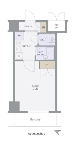 ヴェルト杉並サウスヒル(1K/5階)の間取り写真