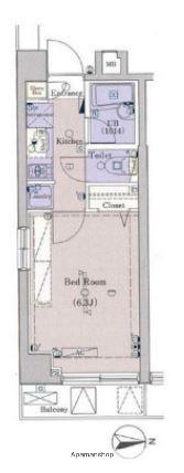 ブライズ新宿中井(1K/4階)の間取り写真