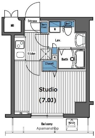 ガラ・グランディ西新宿(1K/13階)の間取り写真