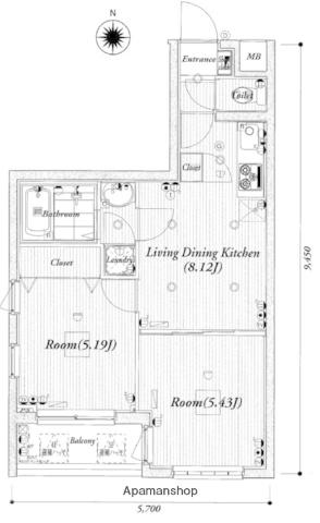 パレ・ホームズ武蔵関Ⅱ(2DK/5階)の間取り写真