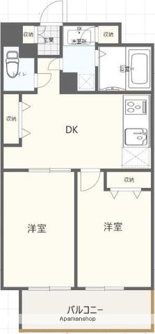 エクセルシオール新宿西戸山(2DK/6階)の間取り写真