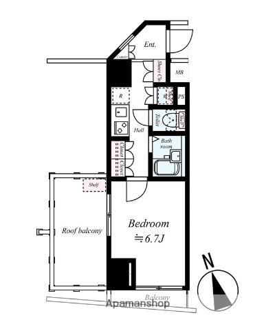 プレールドゥーク練馬ノースシティLA(1K/4階)の間取り写真