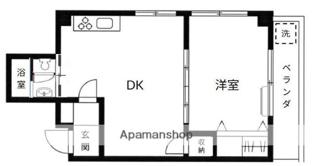 メゾン弥生(1DK/2階)の間取り写真