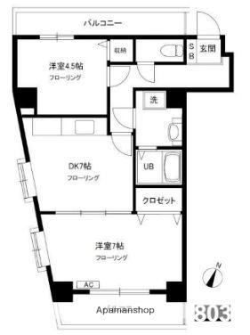 パル・豊島館(2DK/8階)の間取り写真