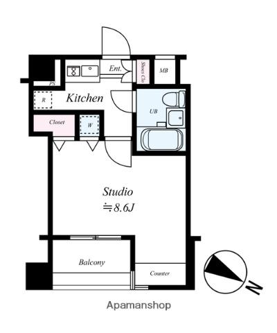 日神デュオステージ笹塚西館(1K/1階)の間取り写真