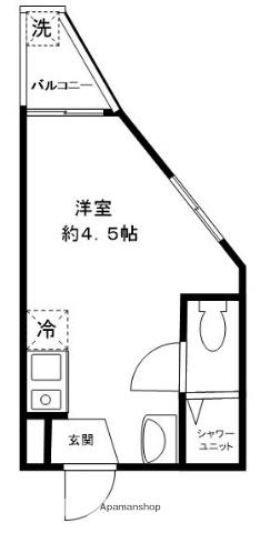 東宏ハイム西新宿(ワンルーム/1階)の間取り写真