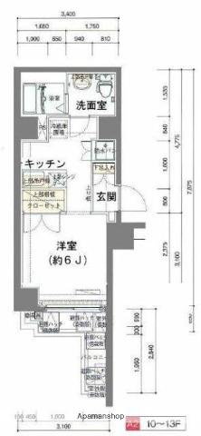 セントパレス池袋(1K/12階)の間取り写真