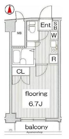 グランヴァン中野新橋(1K/2階)の間取り写真