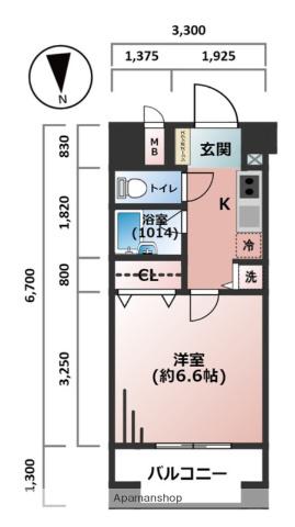 OLIO早稲田(1K/6階)の間取り写真
