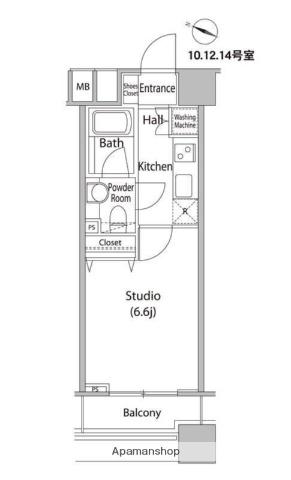 ファーストリアルタワー新宿(1K/7階)の間取り写真
