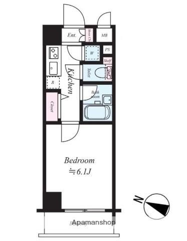 パレステュディオ飯田橋(1K/5階)の間取り写真