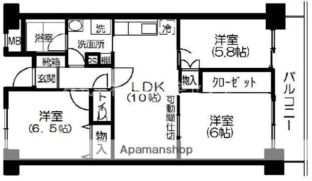 フィオーレ豊島園1(3LDK/2階)の間取り写真