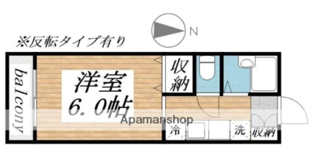 ゴーウェル山都小路(ワンルーム/2階)の間取り写真