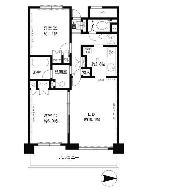ラフィーネ阿佐谷(2LDK/2階)の間取り写真