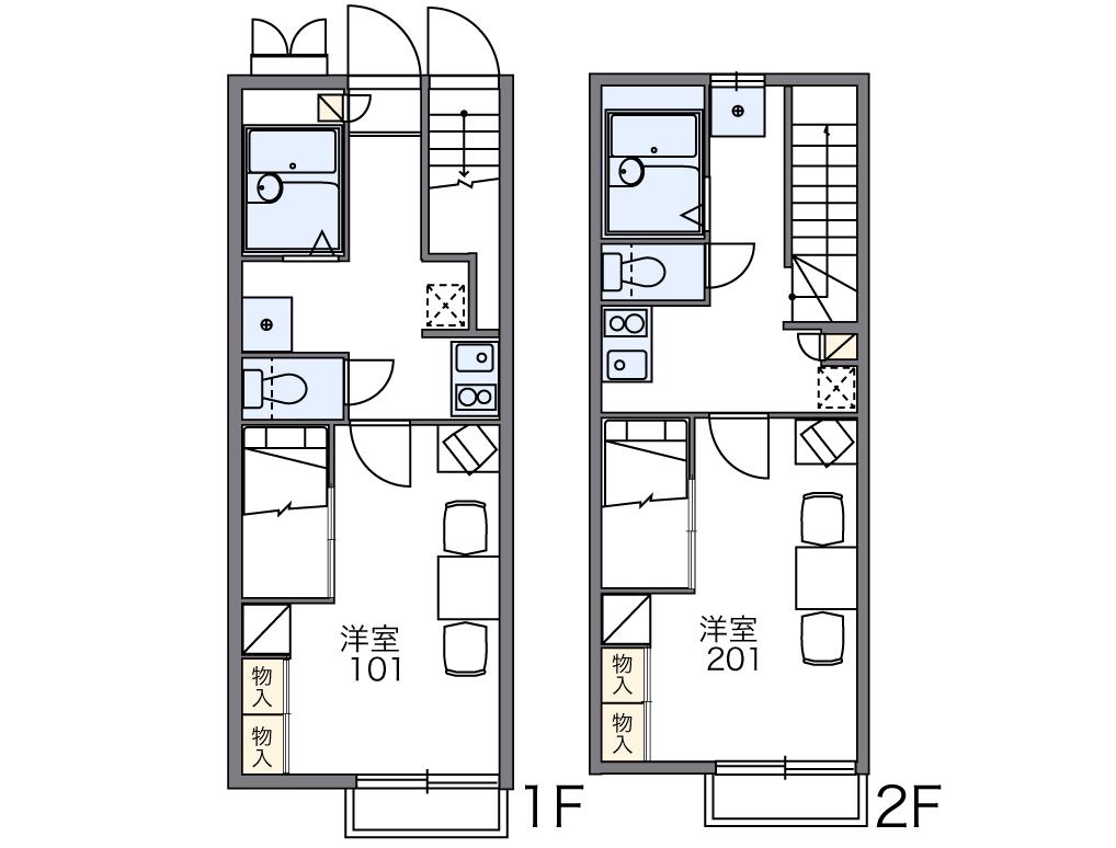 レオパレスもみじ山(1K/2階)の間取り写真