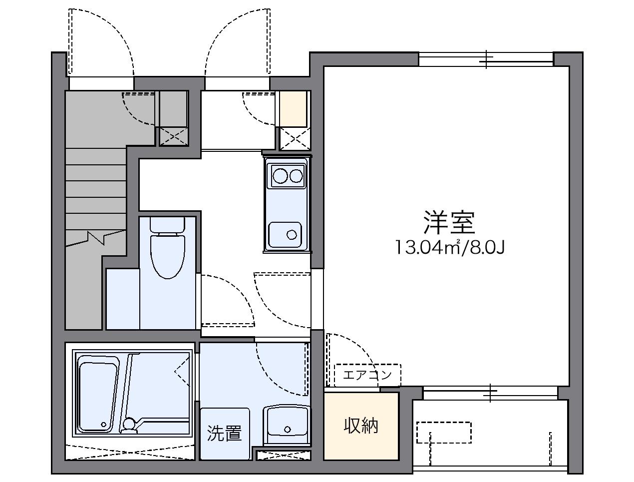 レオネクスト青栁(1K/1階)の間取り写真