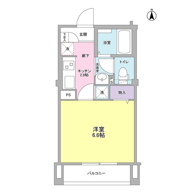 カーサ・デル・ソル(1K/2階)の間取り写真