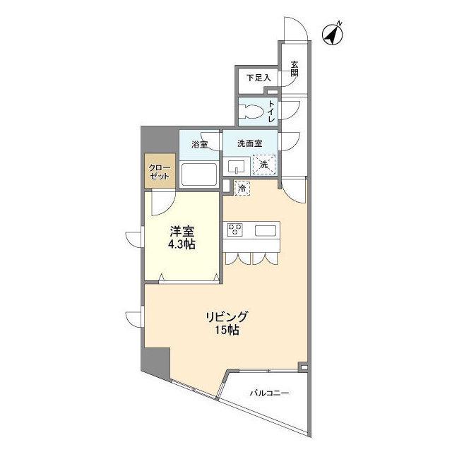 プロスペクト渋谷道玄坂(1LDK/9階)の間取り写真