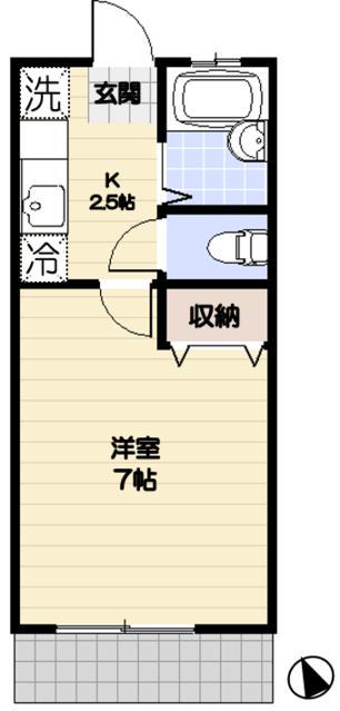 グリーンコーポ(1K/1階)の間取り写真