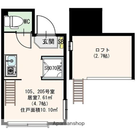 ミストラル(ワンルーム/1階)の間取り写真