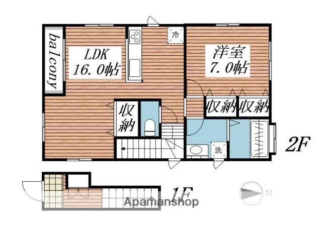 Kハウス(1LDK/2階)の間取り写真