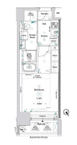 AXAS池袋レジデンス(1K/2階)の間取り写真