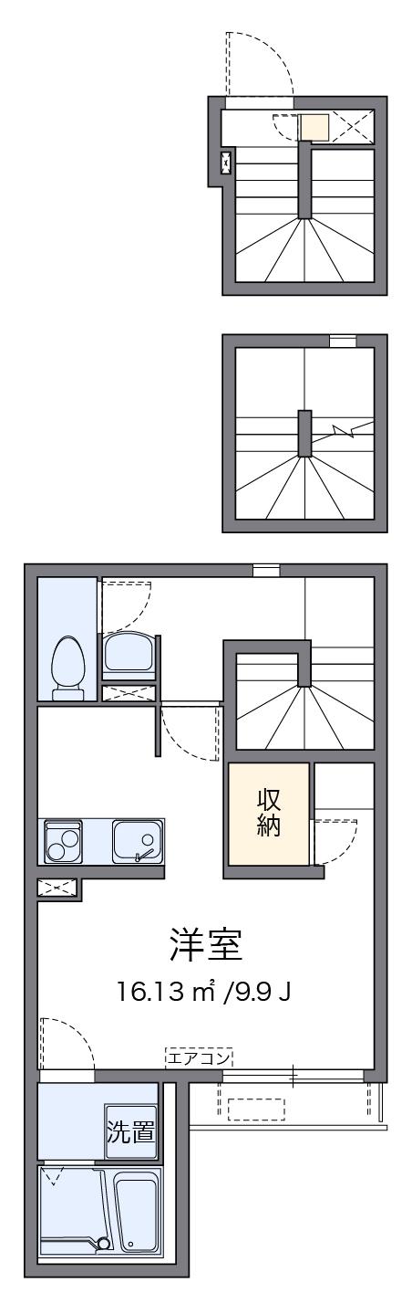 クレイノKEYAKIⅡ(1K/3階)の間取り写真