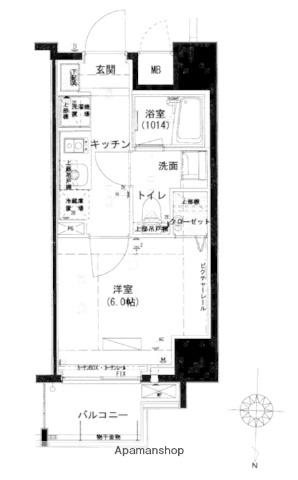 ハーモニーレジデンス池袋♯002(1K/4階)の間取り写真