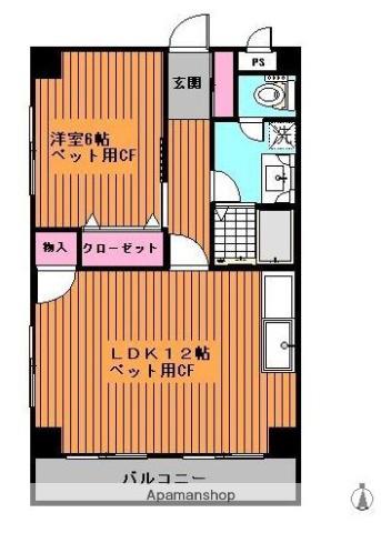 秀和ユニテ(1LDK/3階)の間取り写真