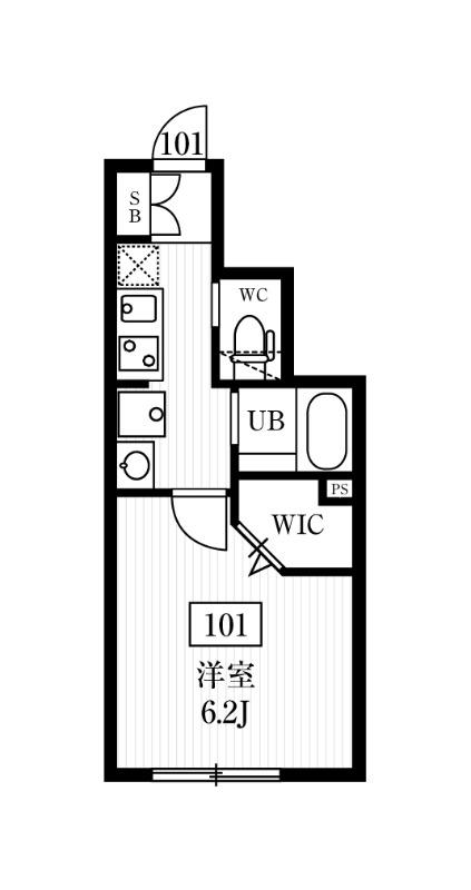 ミハス四谷三丁目(1K/1階)の間取り写真