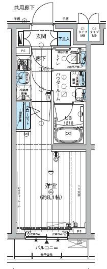 メインステージ板橋蓮根Ⅱ(1K/4階)の間取り写真